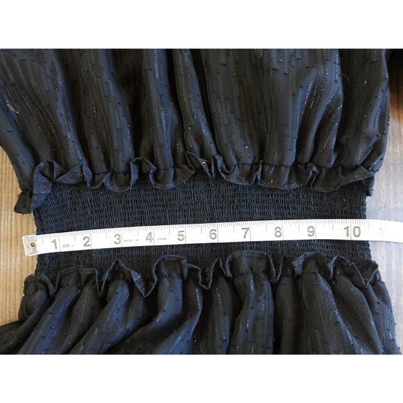 Vintaage Maxi Dress 8 Black Boho Ruffle Tiered Sheer Whimsigoth Goth Witchy Boho - Picture 10 of 12